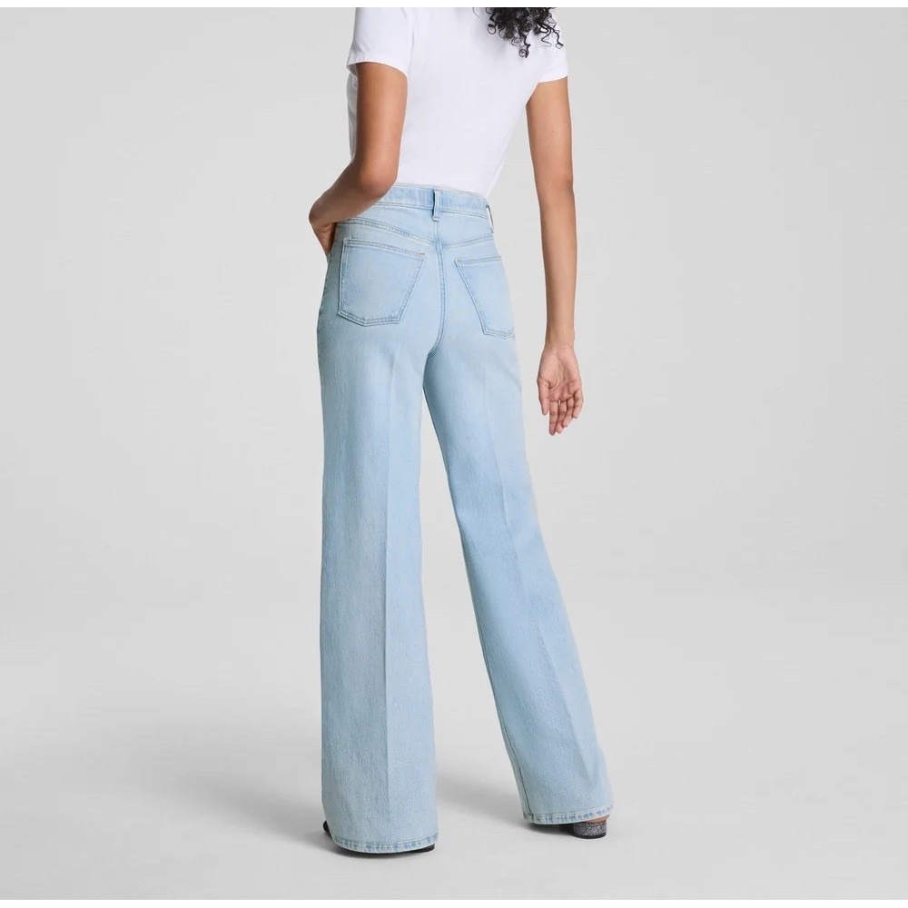 SPANX SPANXshape Authentic 360 Wide Leg Jeans Size SMALL Vintage Coastline Blue - Picture 2 of 12